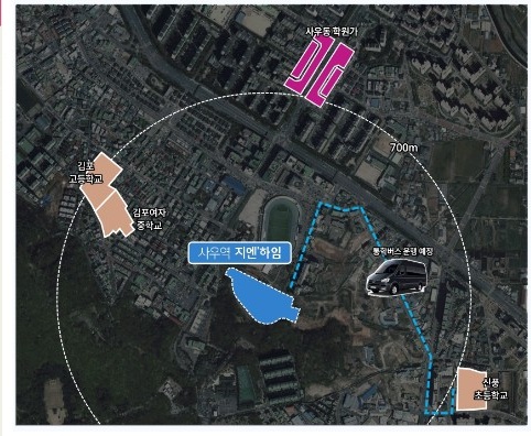 사우동 학교와 학원가 주변 지도